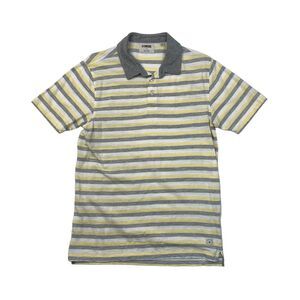 Linksoul Polo Shirt Mens S Small Yellow Grey Striped Breathable Cotton Droptail